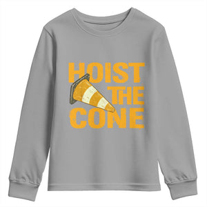 Vintage Hoist The Cone Distressed Graphic Youth Sweatshirt Funny Sports Meme Baseball Fan Victory Celebration TS02 Sport Gray Print Your Wear