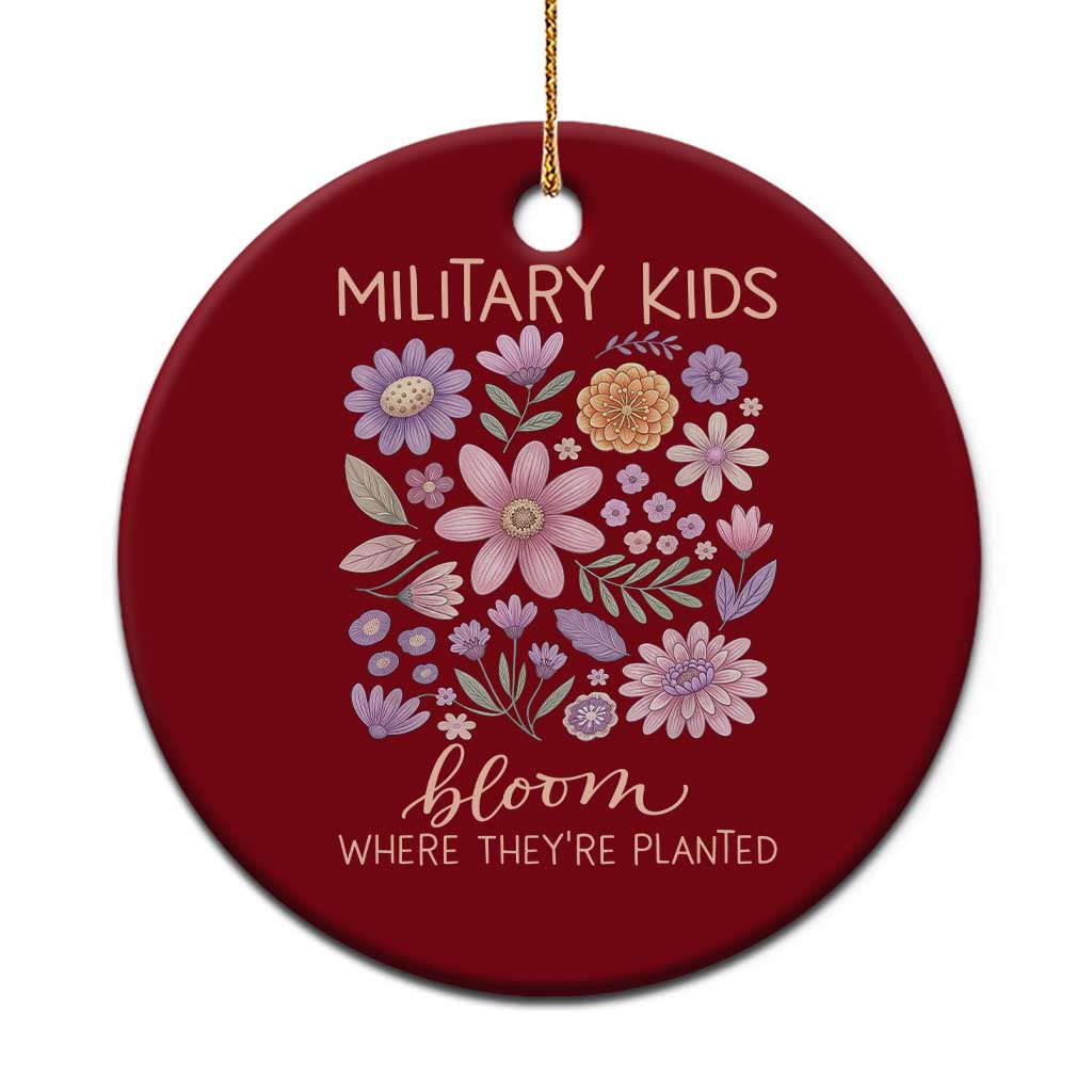 Military Kids Bloom Where They are Planted Ceramic Ornament Purple Up Month of the Military Child Floral Empowerment TS02 1pc Red Print Your Wear