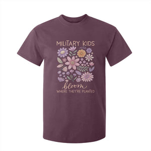 Military Kids Bloom Where They are Planted T Shirt For Kid Purple Up Month of the Military Child Floral Empowerment TS02 Maroon Print Your Wear