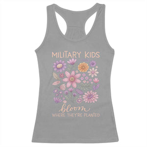 Military Kids Bloom Where They are Planted Racerback Tank Top Purple Up Month of the Military Child Floral Empowerment TS02 Sport Gray Print Your Wear