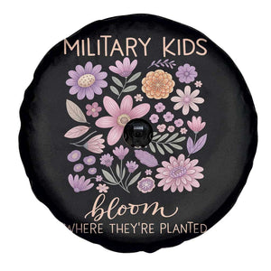 Military Kids Bloom Where They are Planted Spare Tire Cover Purple Up Month of the Military Child Floral Empowerment TS02 Print Your Wear