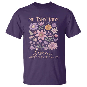 Military Kids Bloom Where They are Planted T Shirt Purple Up Month of the Military Child Floral Empowerment TS02 Purple Print Your Wear