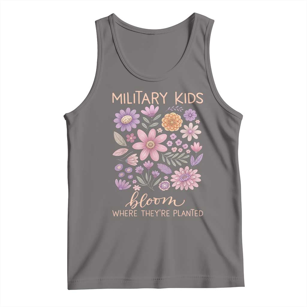 Military Kids Bloom Where They are Planted Tank Top Purple Up Month of the Military Child Floral Empowerment TS02 Deep Heather Print Your Wear
