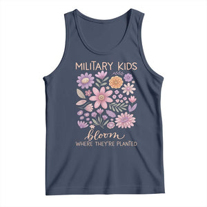Military Kids Bloom Where They are Planted Tank Top Purple Up Month of the Military Child Floral Empowerment TS02 Navy Print Your Wear