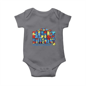 Built Different Autism Acceptance Puzzle Piece Graphic Baby Onesie Inspirational Neurodiversity Support TS02 Charcoal Print Your Wear