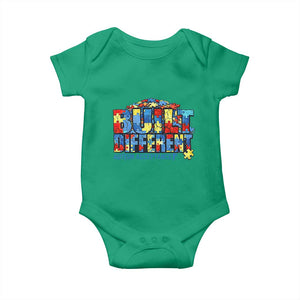 Built Different Autism Acceptance Puzzle Piece Graphic Baby Onesie Inspirational Neurodiversity Support TS02 Irish Green Print Your Wear