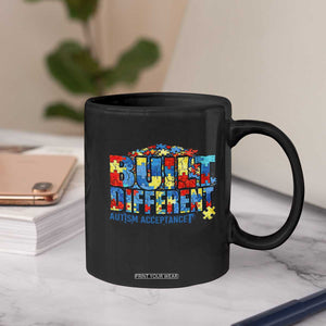 Built Different Autism Acceptance Puzzle Piece Graphic Coffee Mug Inspirational Neurodiversity Support TS02 Print Your Wear