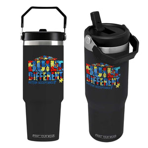 Built Different Autism Acceptance Puzzle Piece Graphic Flip Straw Tumbler Inspirational Neurodiversity Support TS02 One Size: 30 oz Black Print Your Wear
