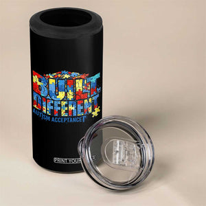 Built Different Autism Acceptance Puzzle Piece Graphic 4 in 1 Can Cooler Tumbler Inspirational Neurodiversity Support TS02 Print Your Wear