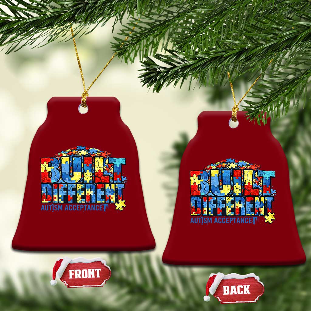 Built Different Autism Acceptance Puzzle Piece Graphic Ceramic Ornament Inspirational Neurodiversity Support TS02 Print Your Wear