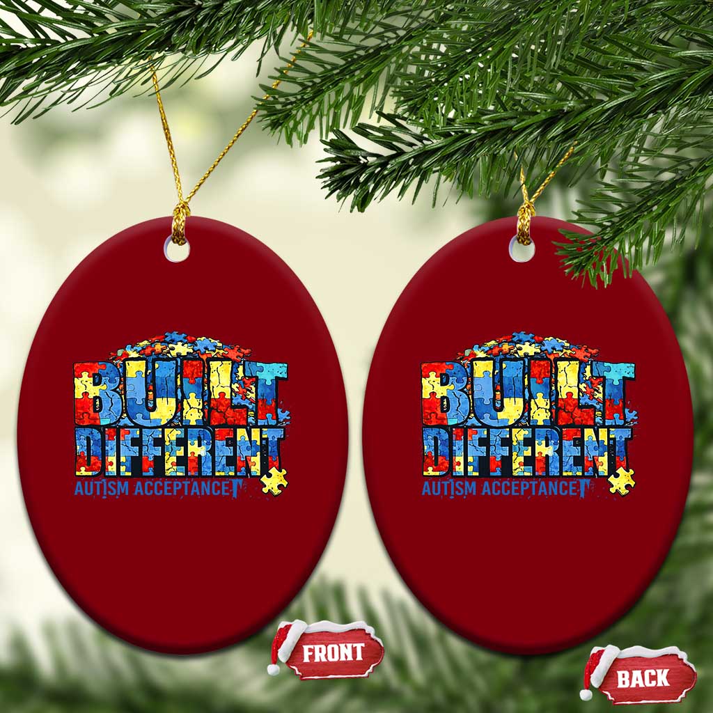Built Different Autism Acceptance Puzzle Piece Graphic Ceramic Ornament Inspirational Neurodiversity Support TS02 Print Your Wear