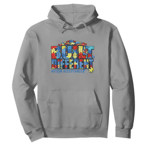 Built Different Autism Acceptance Puzzle Piece Graphic Hoodie Inspirational Neurodiversity Support TS02 Sport Gray Print Your Wear