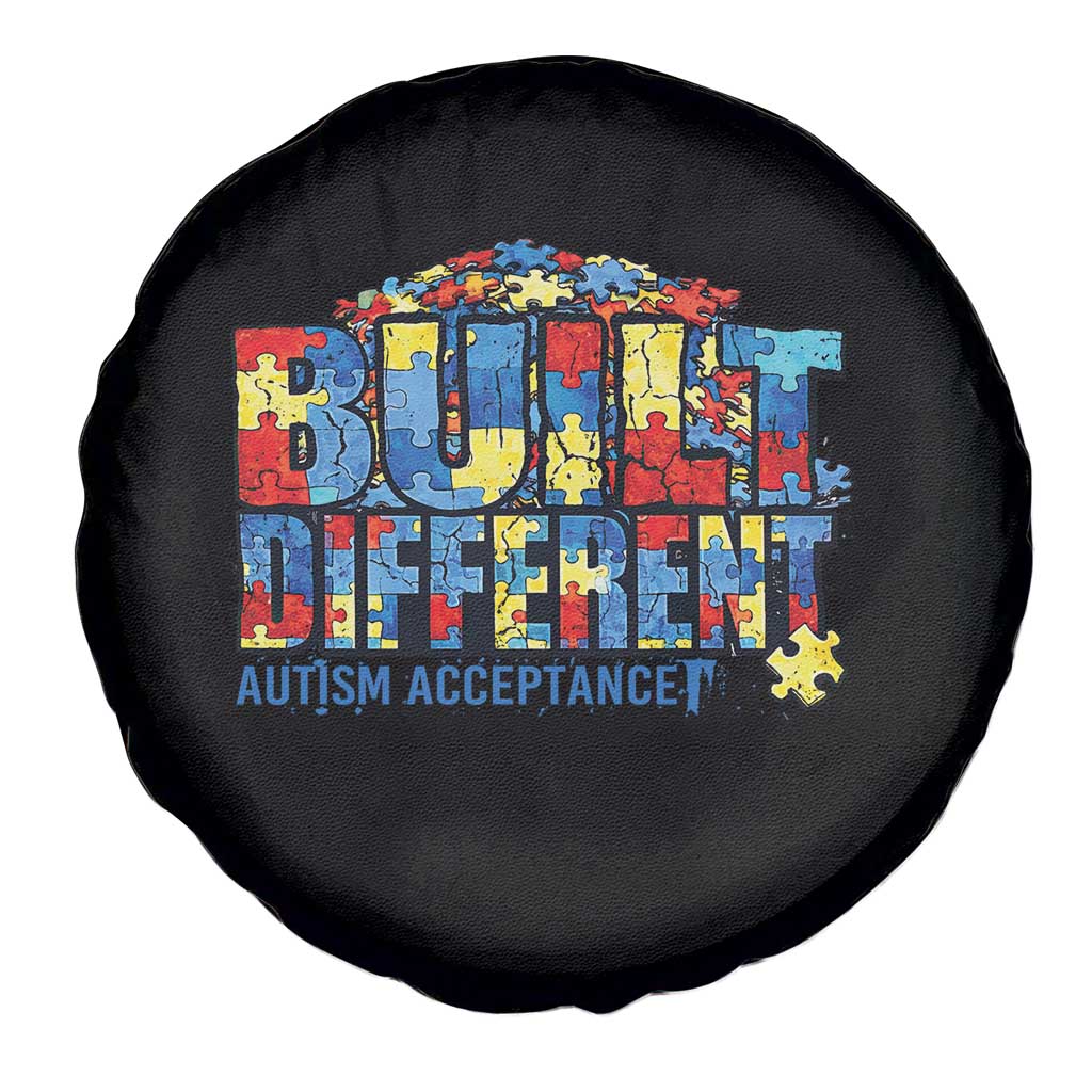 Built Different Autism Acceptance Puzzle Piece Graphic Spare Tire Cover Inspirational Neurodiversity Support TS02 Print Your Wear