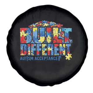 Built Different Autism Acceptance Puzzle Piece Graphic Spare Tire Cover Inspirational Neurodiversity Support TS02 Print Your Wear