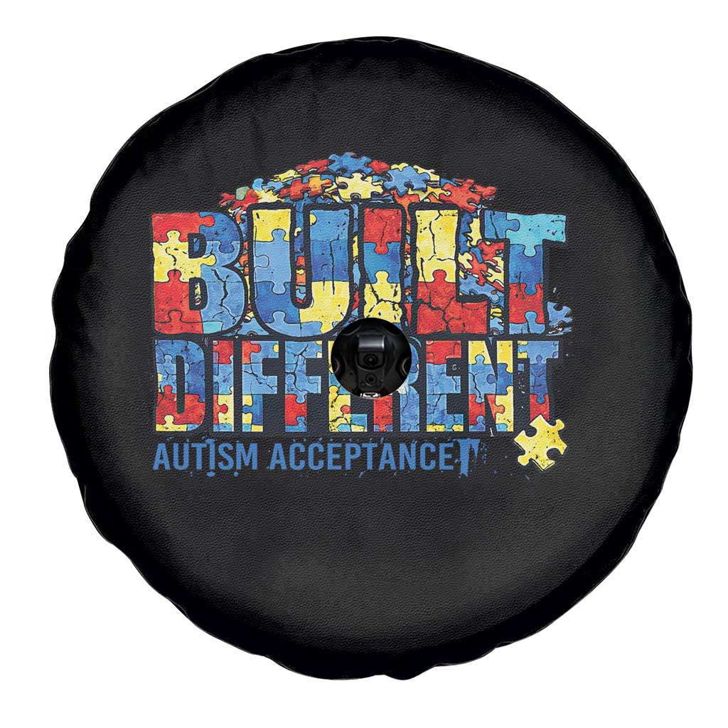 Built Different Autism Acceptance Puzzle Piece Graphic Spare Tire Cover Inspirational Neurodiversity Support TS02 Print Your Wear