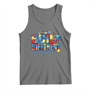 Built Different Autism Acceptance Puzzle Piece Graphic Tank Top Inspirational Neurodiversity Support TS02 Black Heather Print Your Wear