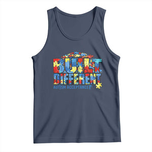 Built Different Autism Acceptance Puzzle Piece Graphic Tank Top Inspirational Neurodiversity Support TS02 Navy Print Your Wear