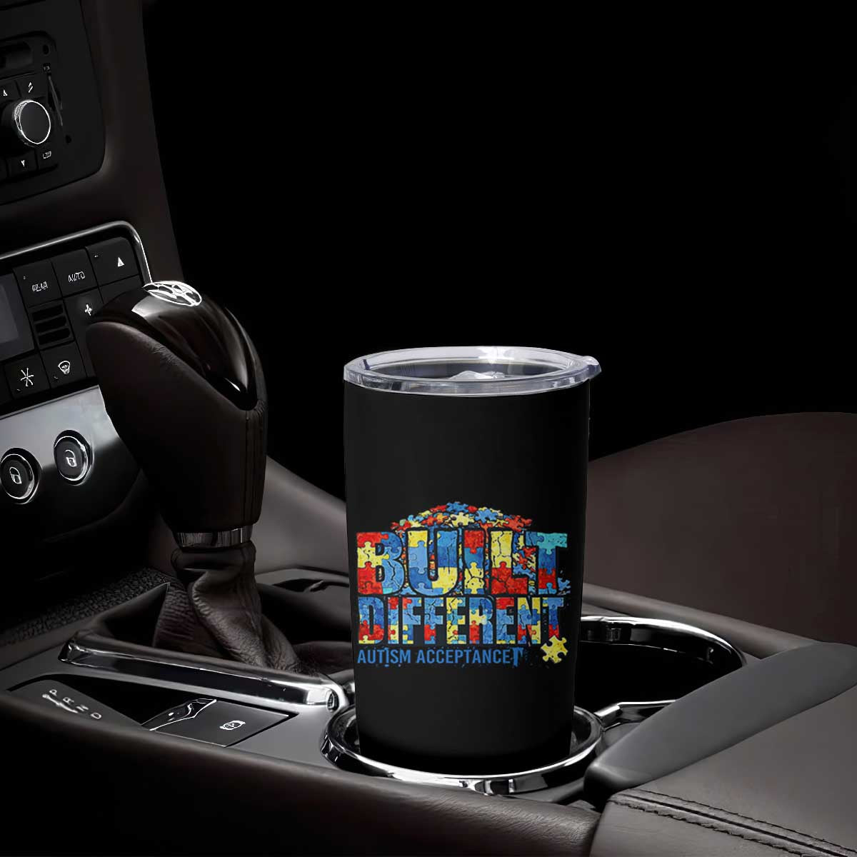 Built Different Autism Acceptance Puzzle Piece Graphic Tumbler Cup Inspirational Neurodiversity Support TS02 Print Your Wear