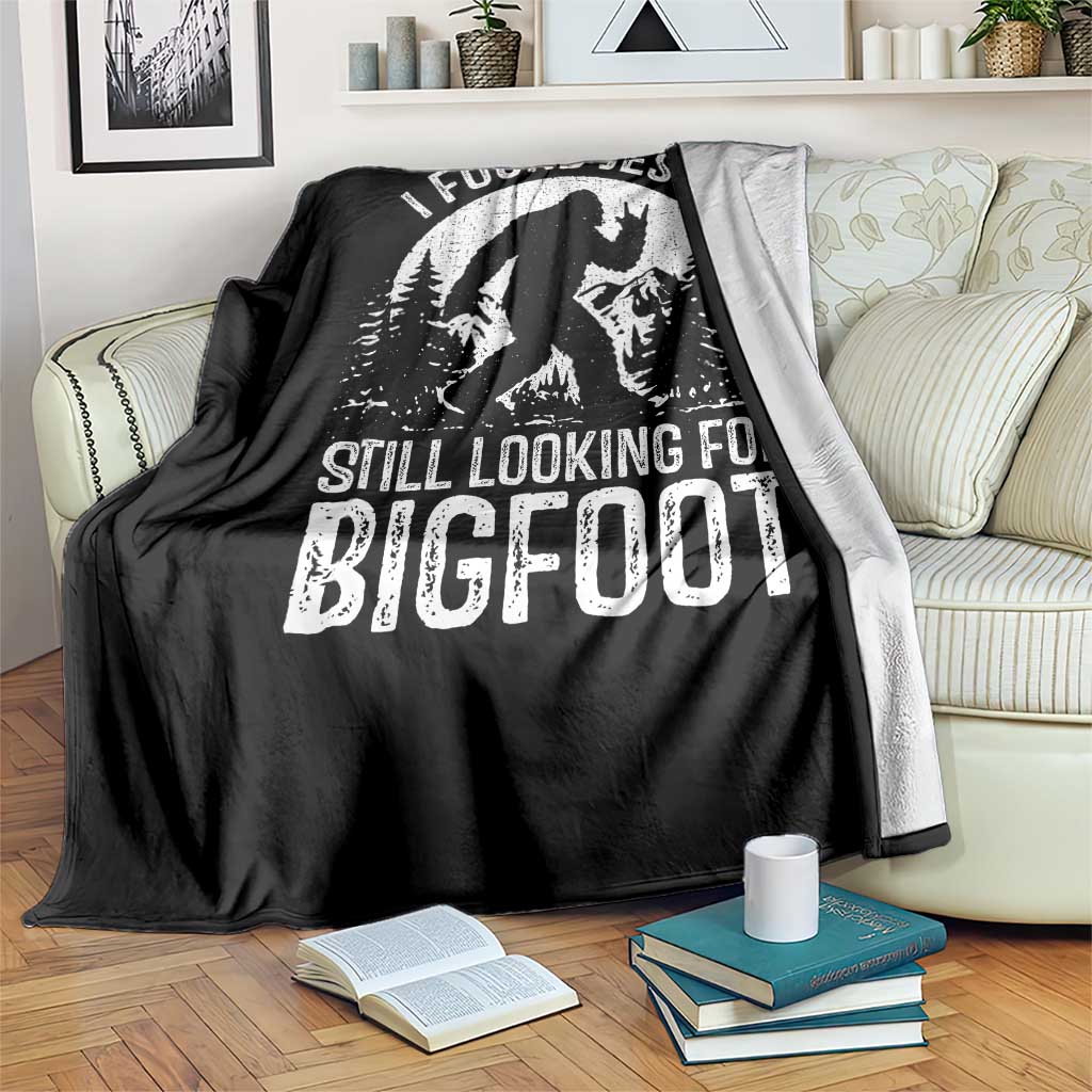 Funny Christian Sasquatch Throw Blanket I Found Jesus Still Looking for Bigfoot Vintage Distressed Graphic TS02 Print Your Wear
