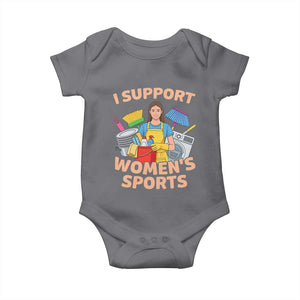 I Support Womens Sports Funny Housework Sarcastic Baby Onesie Edgy Humor Fan Gift TS02 Charcoal Print Your Wear