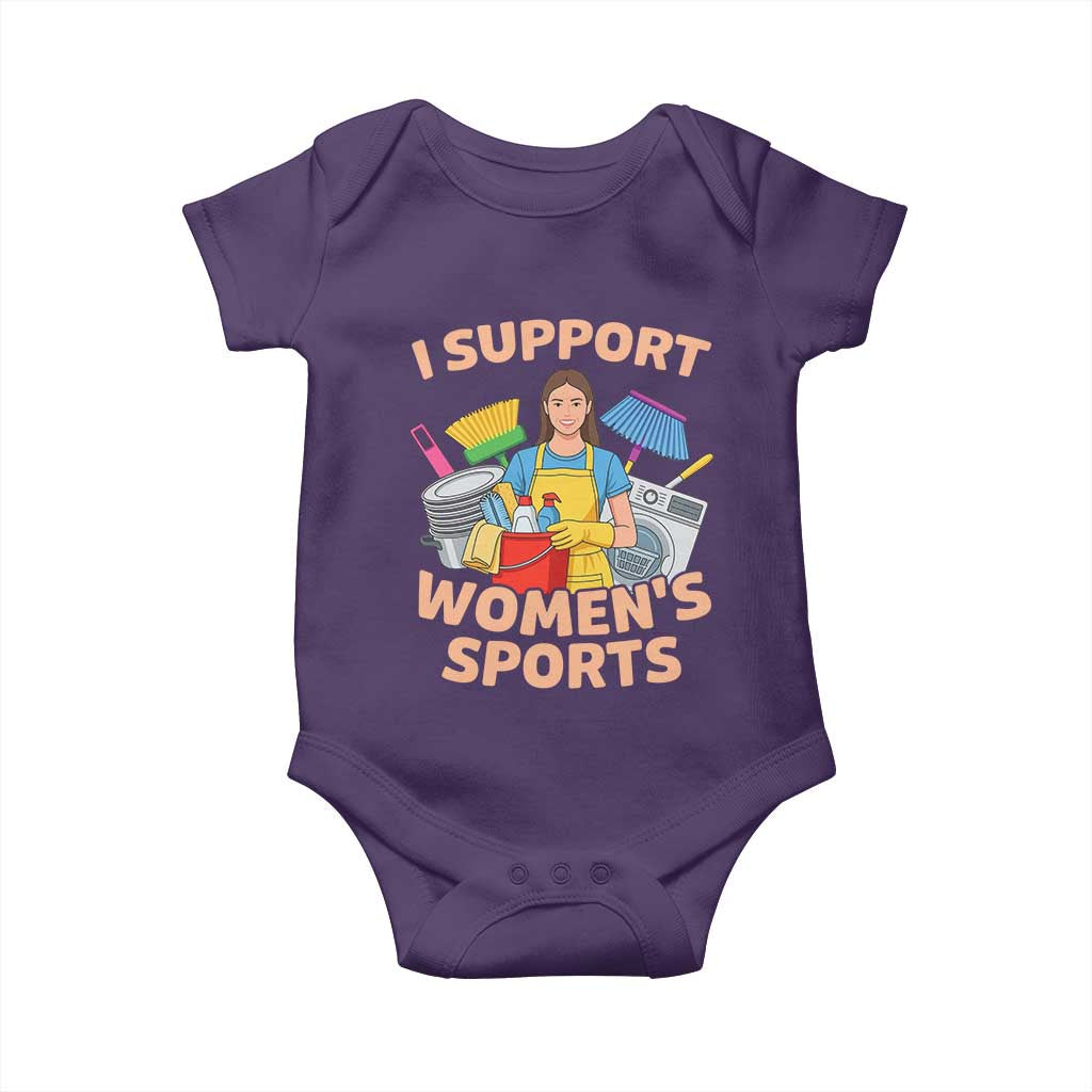 I Support Womens Sports Funny Housework Sarcastic Baby Onesie Edgy Humor Fan Gift TS02 Purple Print Your Wear