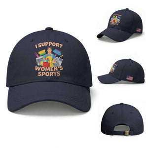 I Support Womens Sports Funny Housework Sarcastic Baseball Cap Edgy Humor Fan Gift TS02 Baseball Cap Universal Fit Navy Print Your Wear