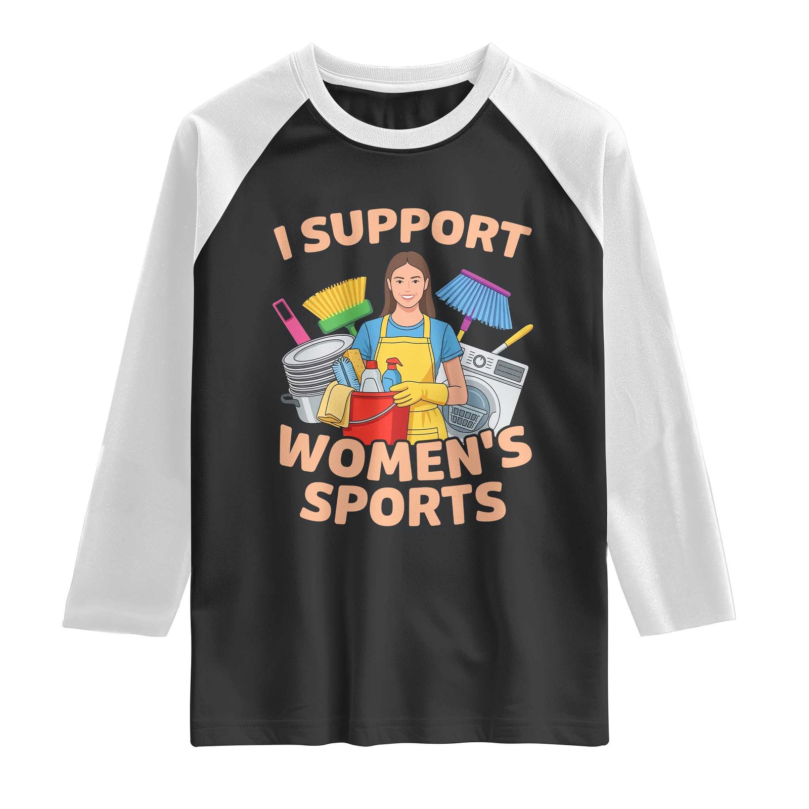 I Support Womens Sports Funny Housework Sarcastic Raglan Shirt Edgy Humor Fan Gift TS02 Black White Print Your Wear