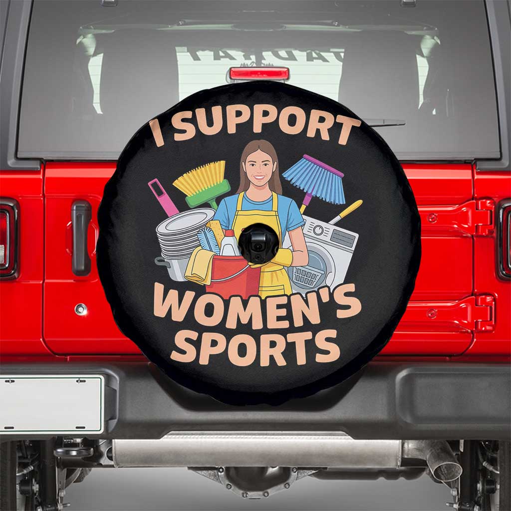 I Support Womens Sports Funny Housework Sarcastic Spare Tire Cover Edgy Humor Fan Gift TS02 Black Print Your Wear
