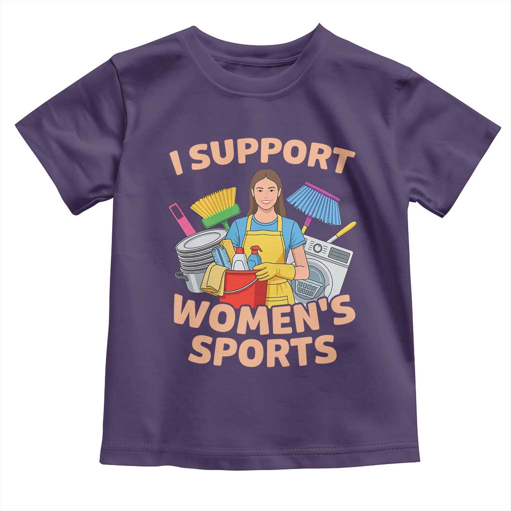 I Support Womens Sports Funny Housework Sarcastic Toddler T Shirt Edgy Humor Fan Gift TS02 Purple Print Your Wear