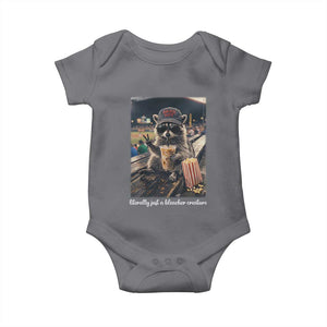 Literally Just A Bleacher Creature Funny Raccoon Baseball Graphic Baby Onesie Cool Game Day Fan Gift TS02 Charcoal Print Your Wear