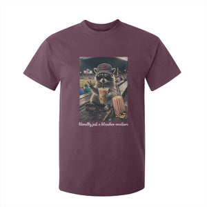 Literally Just A Bleacher Creature Funny Raccoon Baseball Graphic T Shirt For Kid Cool Game Day Fan Gift TS02 Maroon Print Your Wear
