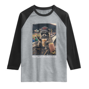 Literally Just A Bleacher Creature Funny Raccoon Baseball Graphic Raglan Shirt Cool Game Day Fan Gift TS02 Heather Gray Black Print Your Wear