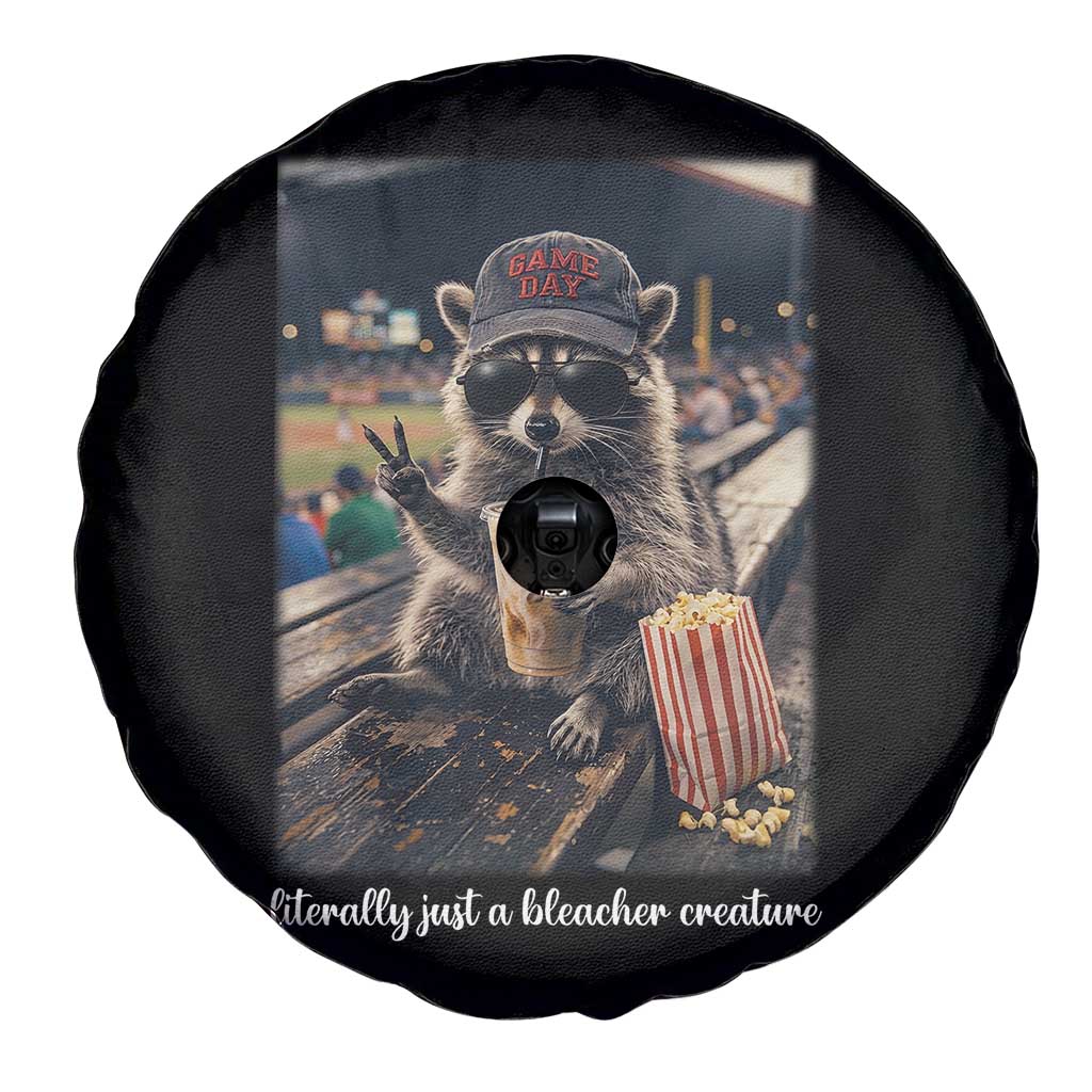 Literally Just A Bleacher Creature Funny Raccoon Baseball Graphic Spare Tire Cover Cool Game Day Fan Gift TS02 Print Your Wear