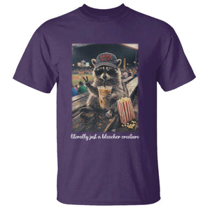 Literally Just A Bleacher Creature Funny Raccoon Baseball Graphic T Shirt Cool Game Day Fan Gift TS02 Purple Print Your Wear
