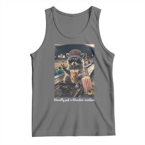 Literally Just A Bleacher Creature Funny Raccoon Baseball Graphic Tank Top Cool Game Day Fan Gift TS02 Black Heather Print Your Wear
