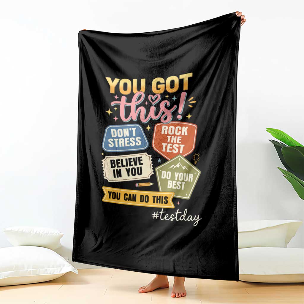 Retro Test Day Motivation You Got This Throw Blanket Rock The Test Believe In You Inspirational Teacher TS02 Print Your Wear