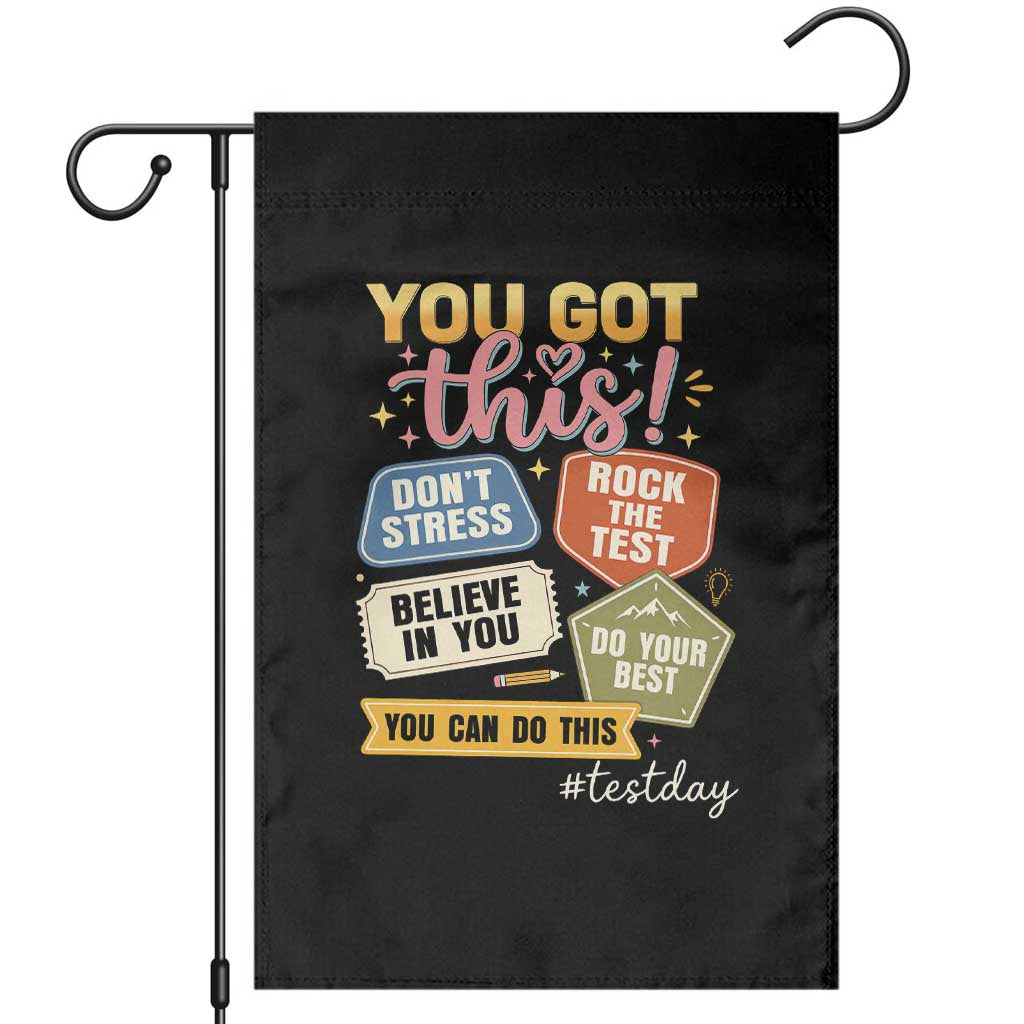 Retro Test Day Motivation You Got This Garden Flag Rock The Test Believe In You Inspirational Teacher TS02 Black Print Your Wear