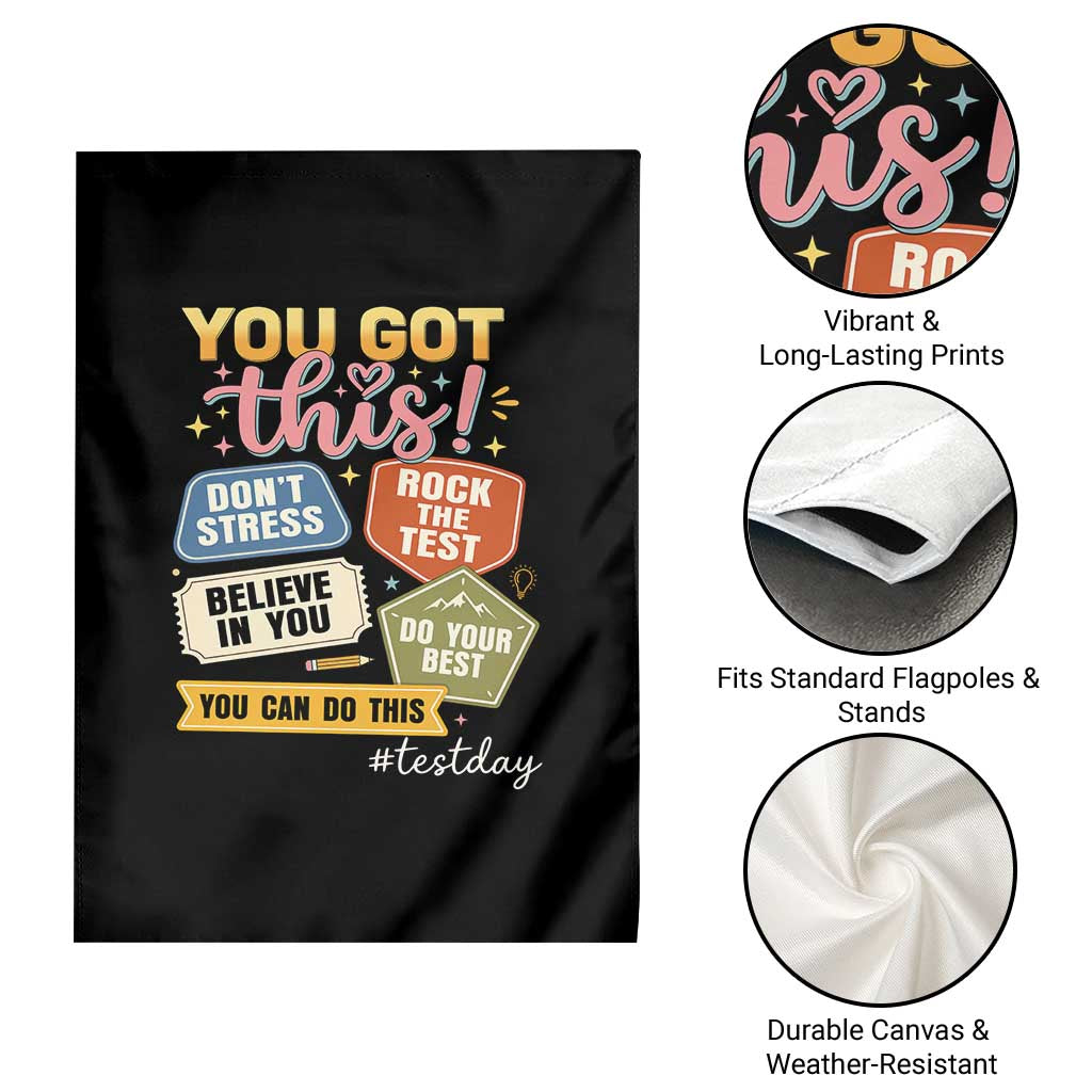Retro Test Day Motivation You Got This Garden Flag Rock The Test Believe In You Inspirational Teacher TS02 Print Your Wear