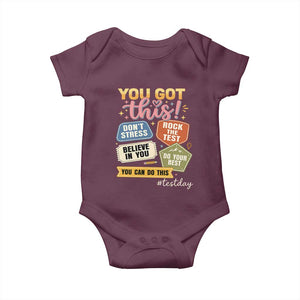 Retro Test Day Motivation You Got This Baby Onesie Rock The Test Believe In You Inspirational Teacher TS02 Maroon Print Your Wear