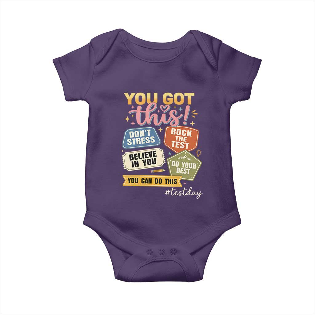 Retro Test Day Motivation You Got This Baby Onesie Rock The Test Believe In You Inspirational Teacher TS02 Purple Print Your Wear