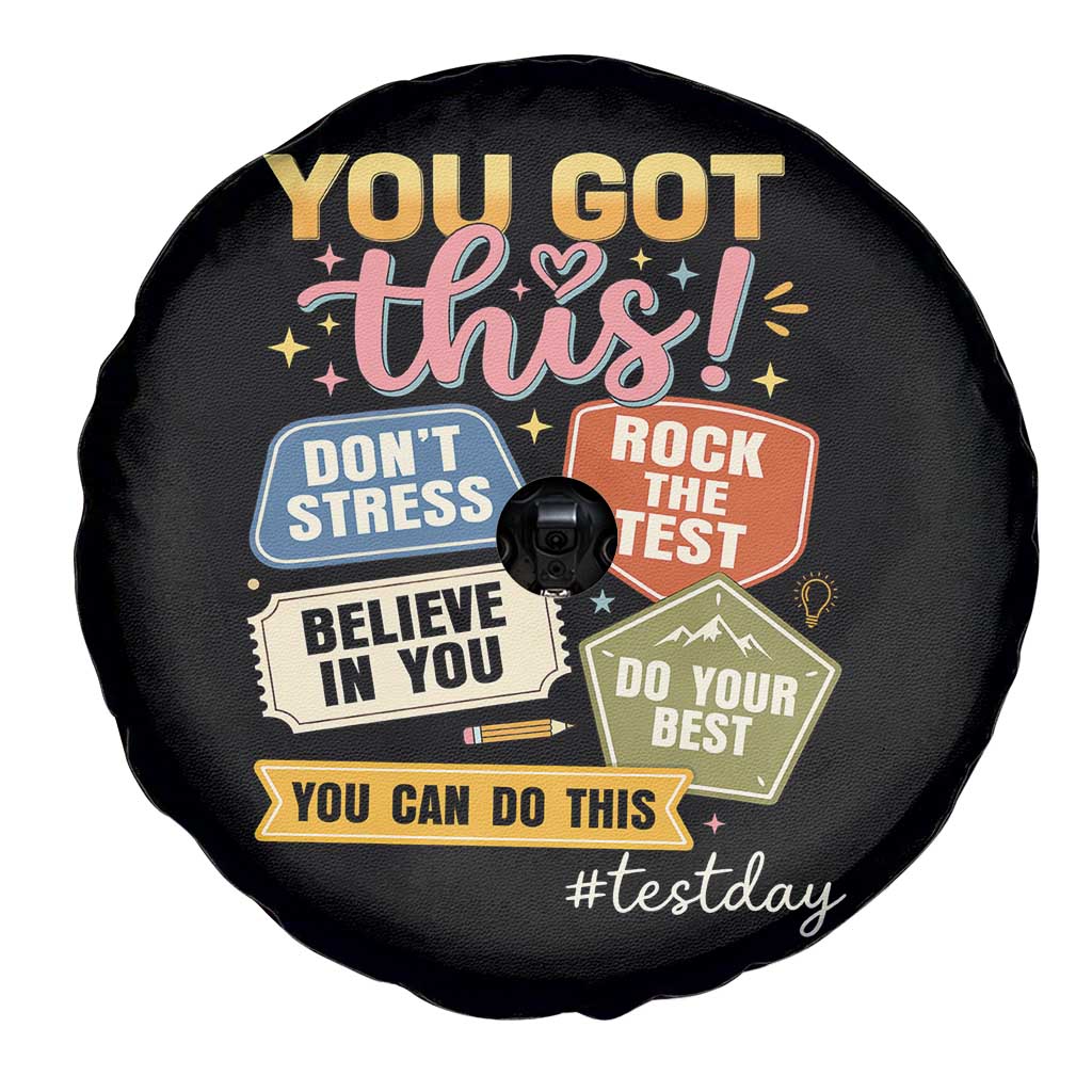 Retro Test Day Motivation You Got This Spare Tire Cover Rock The Test Believe In You Inspirational Teacher TS02 Print Your Wear