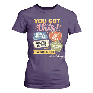 Retro Test Day Motivation You Got This T Shirt For Women Rock The Test Believe In You Inspirational Teacher TS02 Purple Print Your Wear