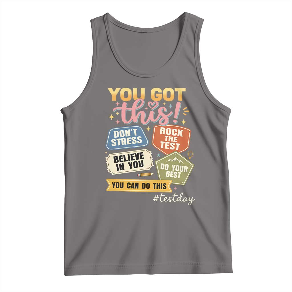 Retro Test Day Motivation You Got This Tank Top Rock The Test Believe In You Inspirational Teacher TS02 Deep Heather Print Your Wear