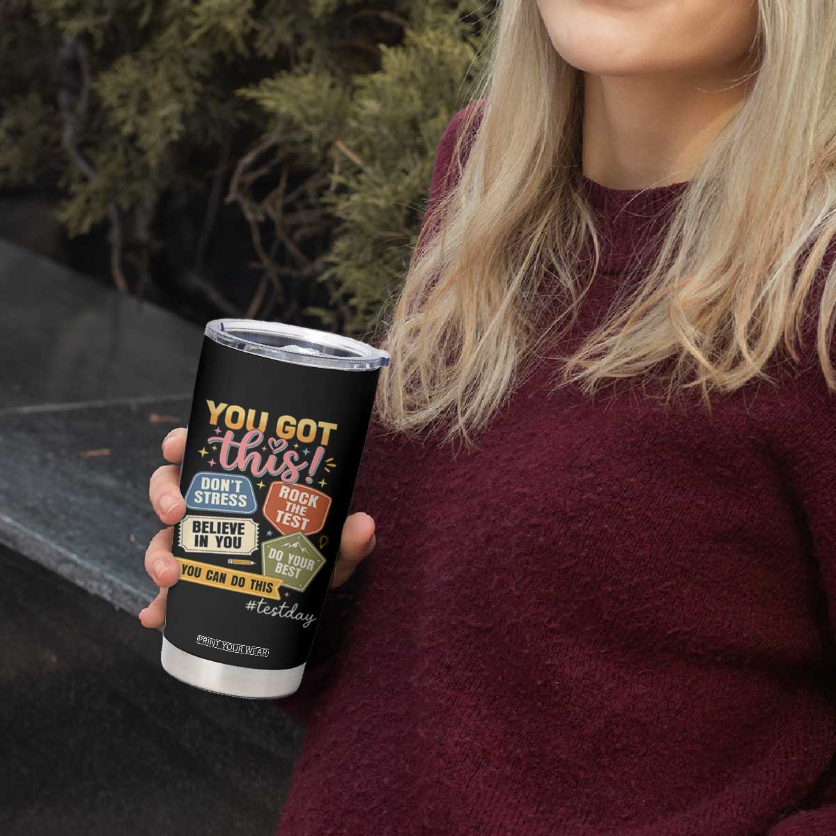 Retro Test Day Motivation You Got This Tumbler Cup Rock The Test Believe In You Inspirational Teacher TS02 Print Your Wear