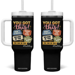 Retro Test Day Motivation You Got This Tumbler With Handle Rock The Test Believe In You Inspirational Teacher TS02 One Size: 40 oz Black Print Your Wear