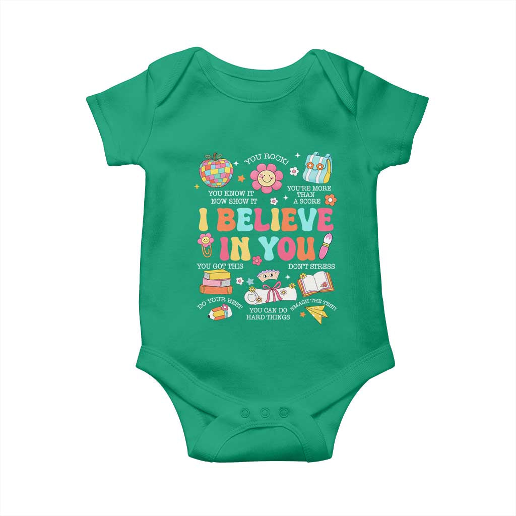 Groovy I Believe In You Testing Motivation Baby Onesie More Than A Score for Teacher Student TS02 Irish Green Print Your Wear