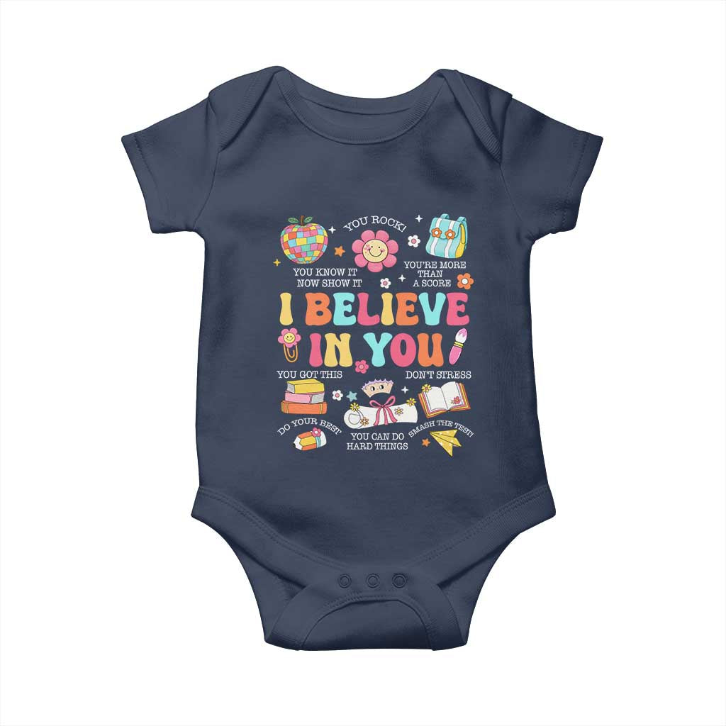 Groovy I Believe In You Testing Motivation Baby Onesie More Than A Score for Teacher Student TS02 Navy Print Your Wear