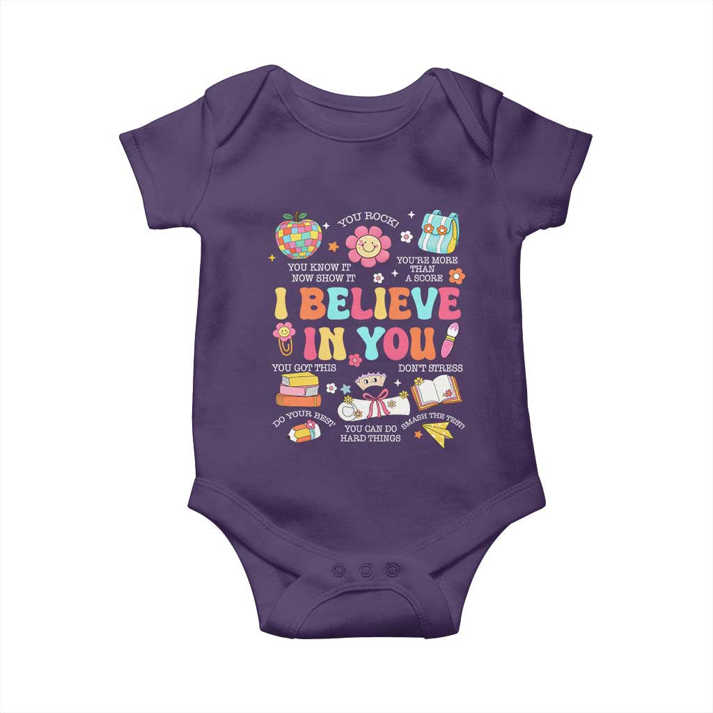 Groovy I Believe In You Testing Motivation Baby Onesie More Than A Score for Teacher Student TS02 Purple Print Your Wear