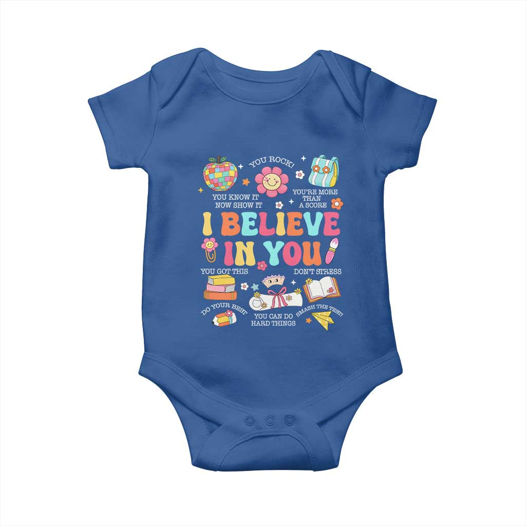 Groovy I Believe In You Testing Motivation Baby Onesie More Than A Score for Teacher Student TS02 Royal Blue Print Your Wear