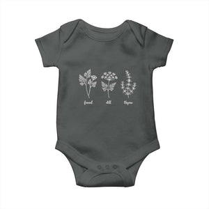 Fennel Dill Thyme Subtle FDT Baby Onesie Botanical Herb Line Art Political Satire TS02 Dark Heather Print Your Wear
